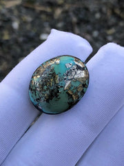 27ct Green Turquoise with Pyrite, Natural Feroza Stone Dimension 21x17mm