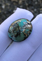 27ct Green Turquoise with Pyrite, Natural Feroza Stone Dimension 21x17mm