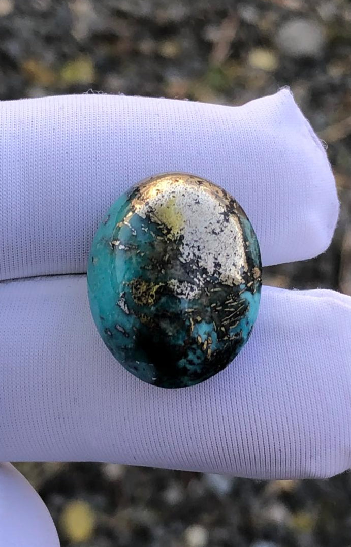 27ct Turquoise with Pyrite, Natural Feroza Stone Dimension 20x16mm