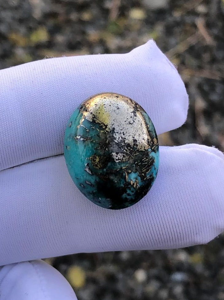 27ct Turquoise with Pyrite, Natural Feroza Stone Dimension 20x16mm