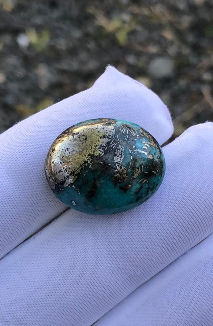 27ct Turquoise with Pyrite, Natural Feroza Stone Dimension 20x16mm