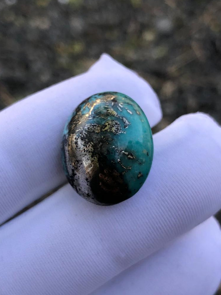 27ct Turquoise with Pyrite, Natural Feroza Stone Dimension 20x16mm