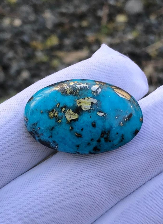 34ct Turquoise with Pyrite, Natural Feroza Stone Dimension 29x17mm