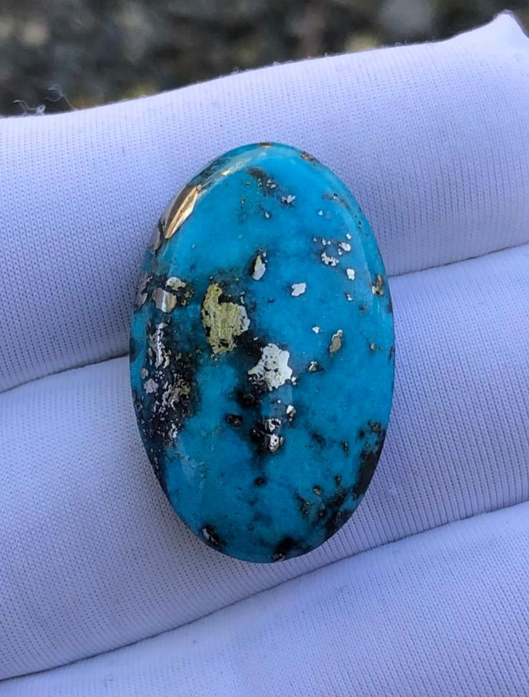 34ct Turquoise with Pyrite, Natural Feroza Stone Dimension 29x17mm