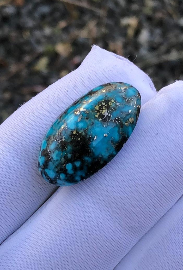 18ct Turquoise with Pyrite, Natural Feroza Stone Dimension 25x13mm