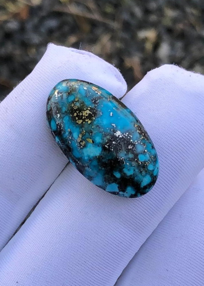 18ct Turquoise with Pyrite, Natural Feroza Stone Dimension 25x13mm