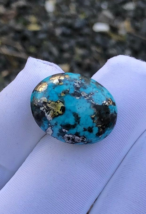 24ct Turquoise with Pyrite, Natural Feroza Stone Dimension 20x16mm