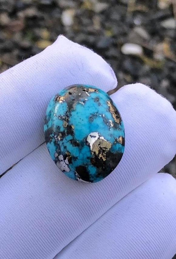 24ct Turquoise with Pyrite, Natural Feroza Stone Dimension 20x16mm