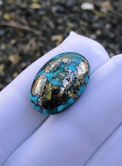 22ct Turquoise with Pyrite, Natural Feroza Stone Dimension 23x14mm