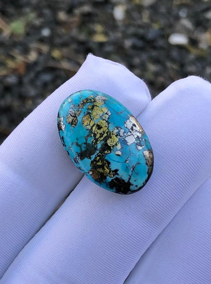 22ct Turquoise with Pyrite, Natural Feroza Stone Dimension 23x14mm