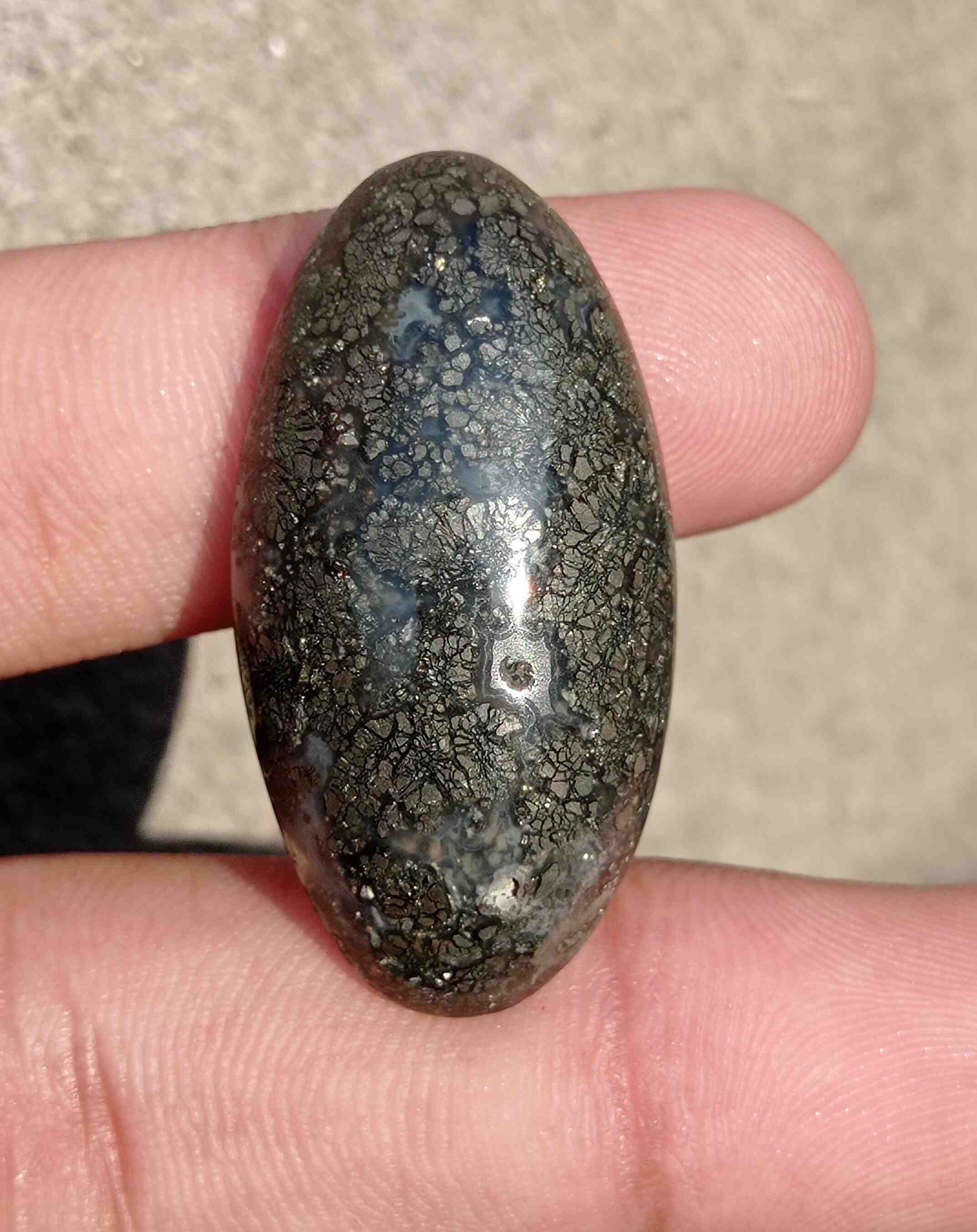 Natural Rare Marcasite Cabochon in Quartz