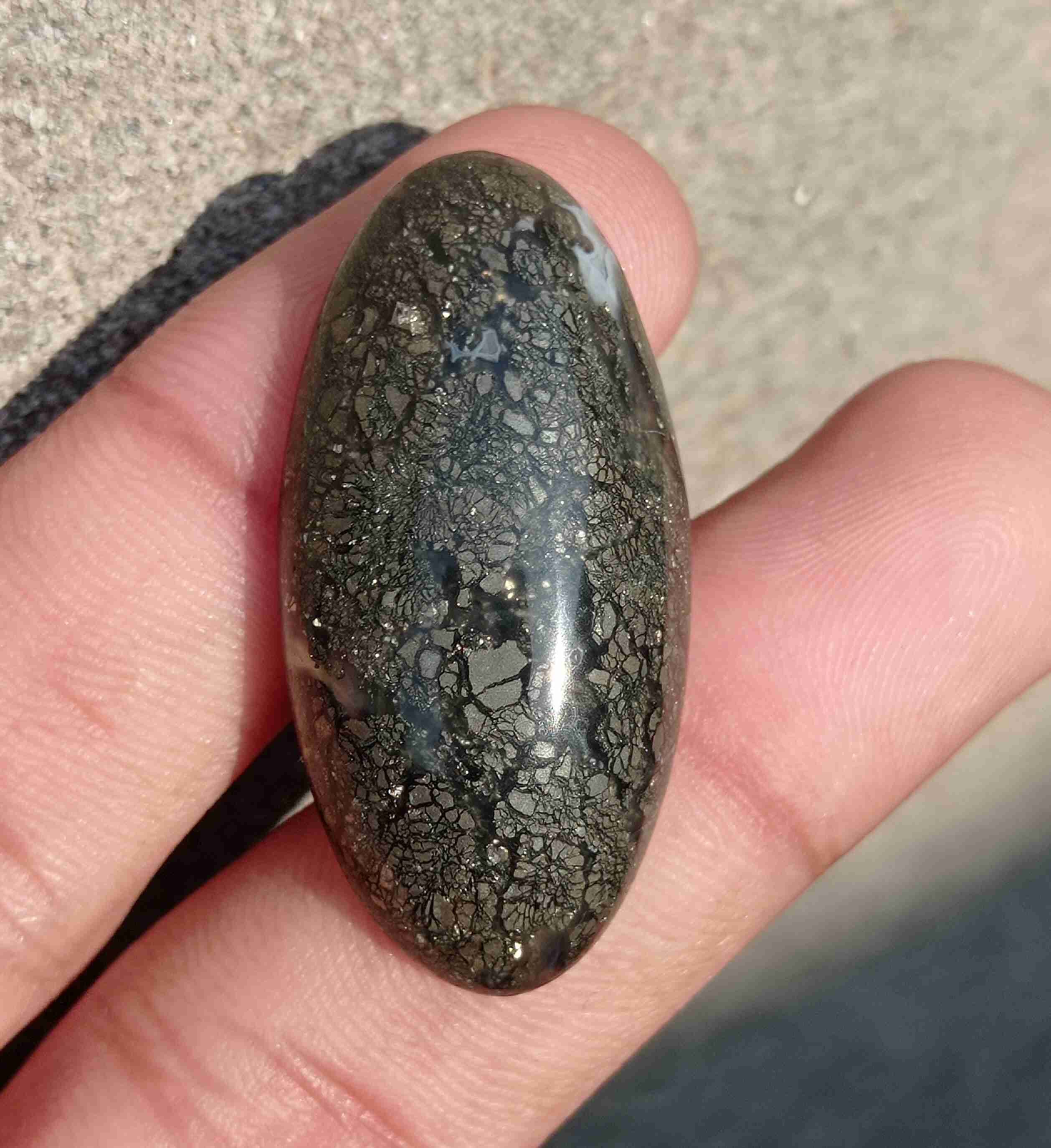 Natural Rare Marcasite Cabochon in Quartz