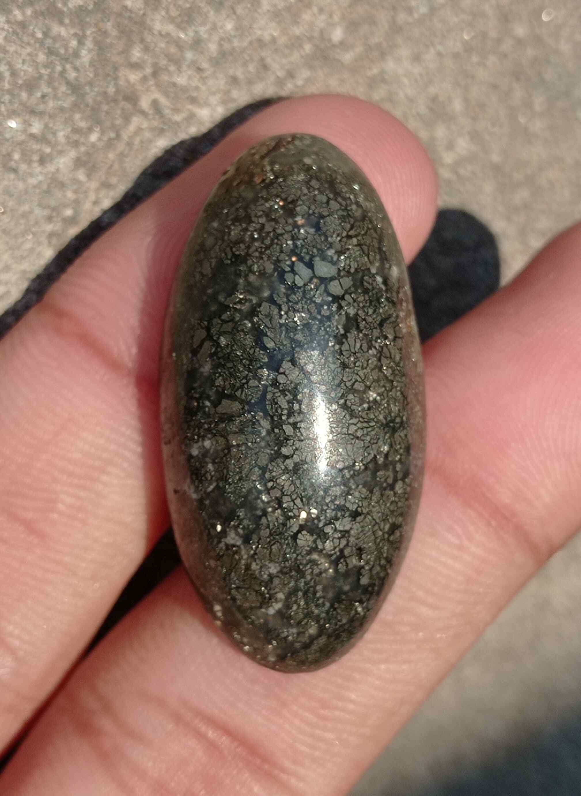 Natural Rare Marcasite Cabochon in Quartz