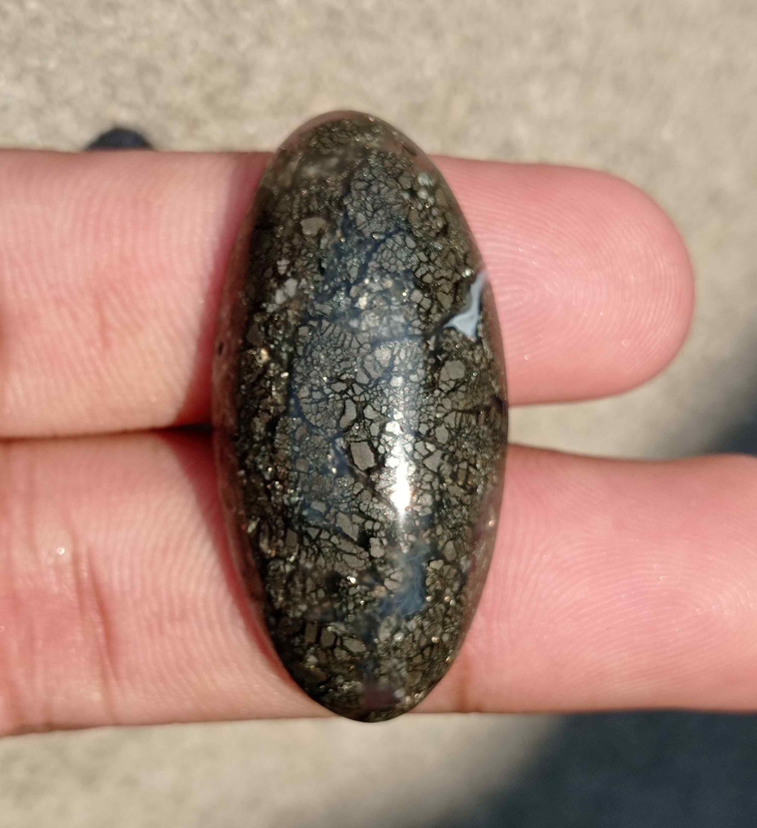 Natural Rare Marcasite Cabochon in Quartz