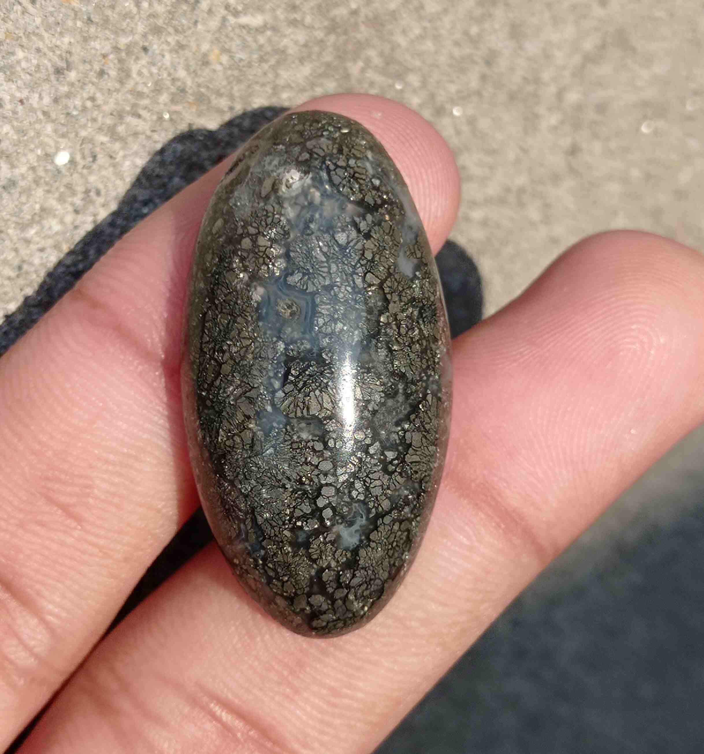 Natural Rare Marcasite Cabochon in Quartz