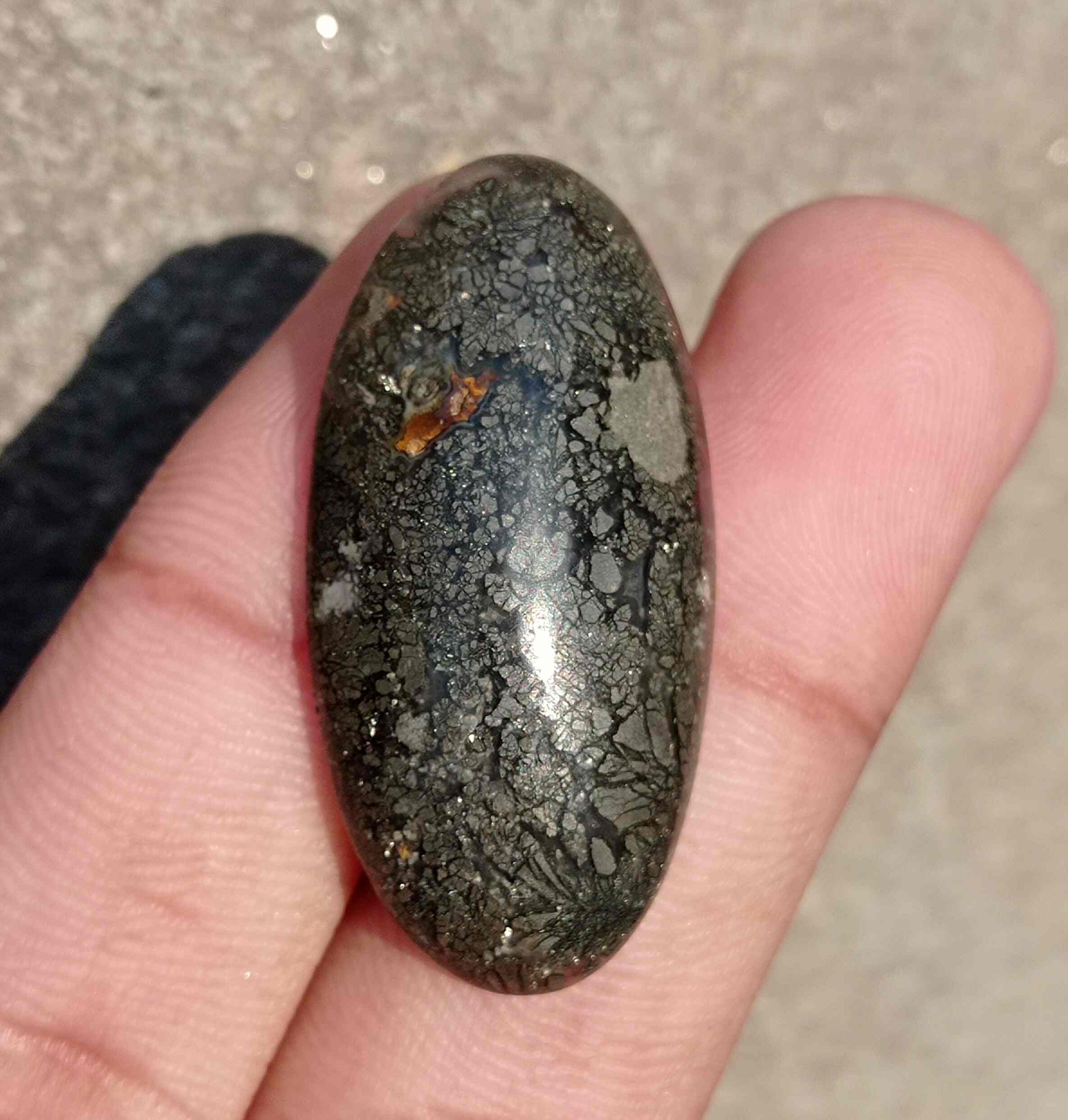 Natural Rare Marcasite Cabochon in Quartz