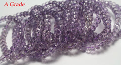 Natural Amethyst Faceted Beads Gemstone Bracelet, Sizes 7-8mm