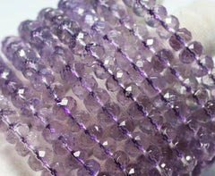 Natural Amethyst Faceted Beads Gemstone Bracelet, Sizes 7-8mm