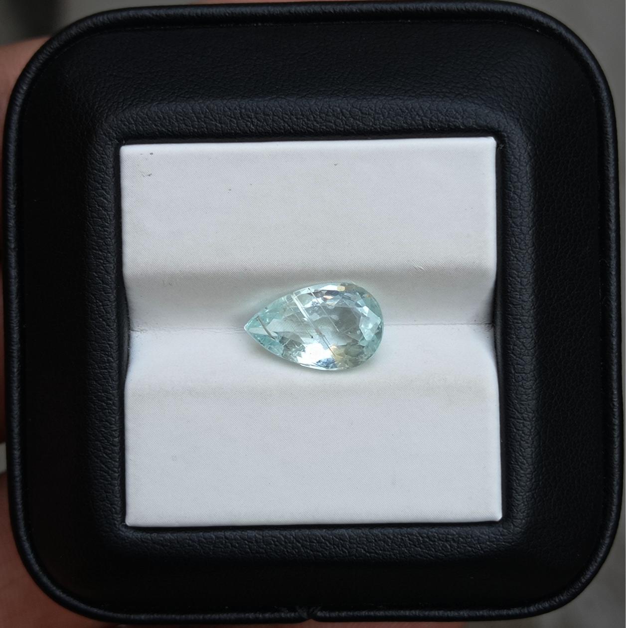 2.5ct Natural Pear-Shaped Aquamarine Gemstone - March Birthstone - 12.8x8x4.2mm