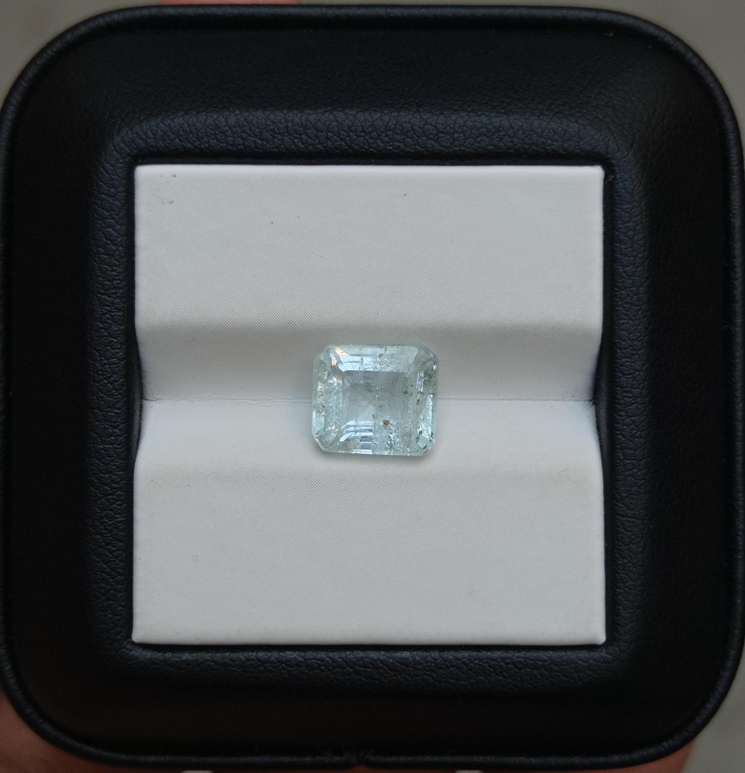 2.85ct Natural Aquamarine Emerald Cut - March Birthstone - 9x8x5.5mm