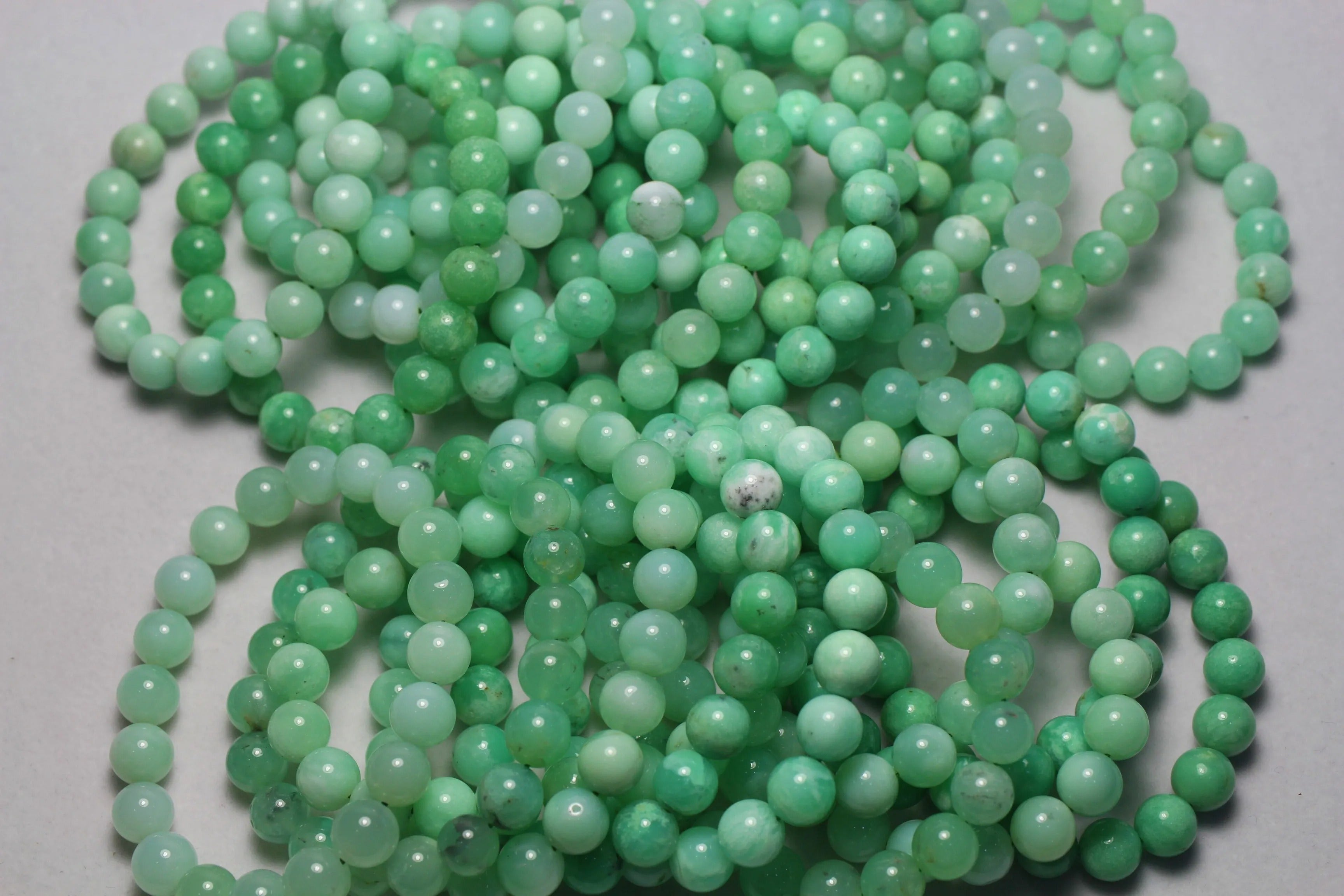 Natural A+ Australian Chrysoprase Gemstone Bracelet, Sizes 7-14mm