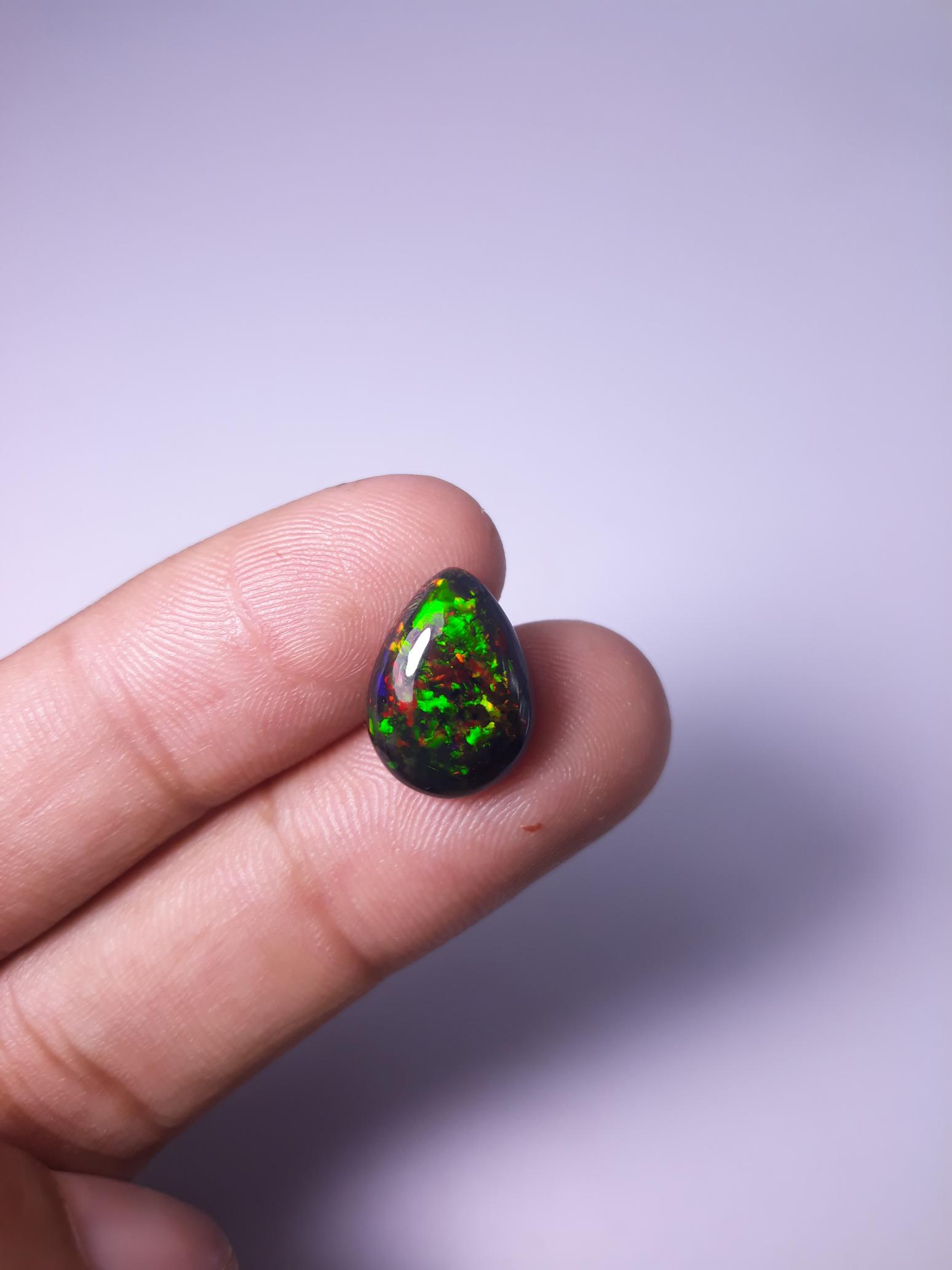 3.80ct Opal for Sale - Black Fire Opal - October Birthstone - 15.4x11.4x5mm