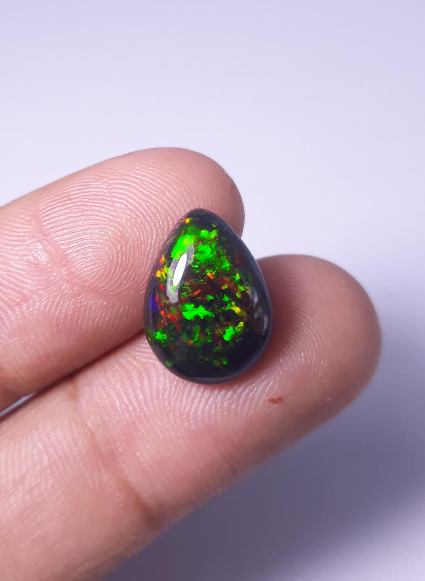 3.80ct Opal for Sale - Black Fire Opal - October Birthstone - 15.4x11.4x5mm
