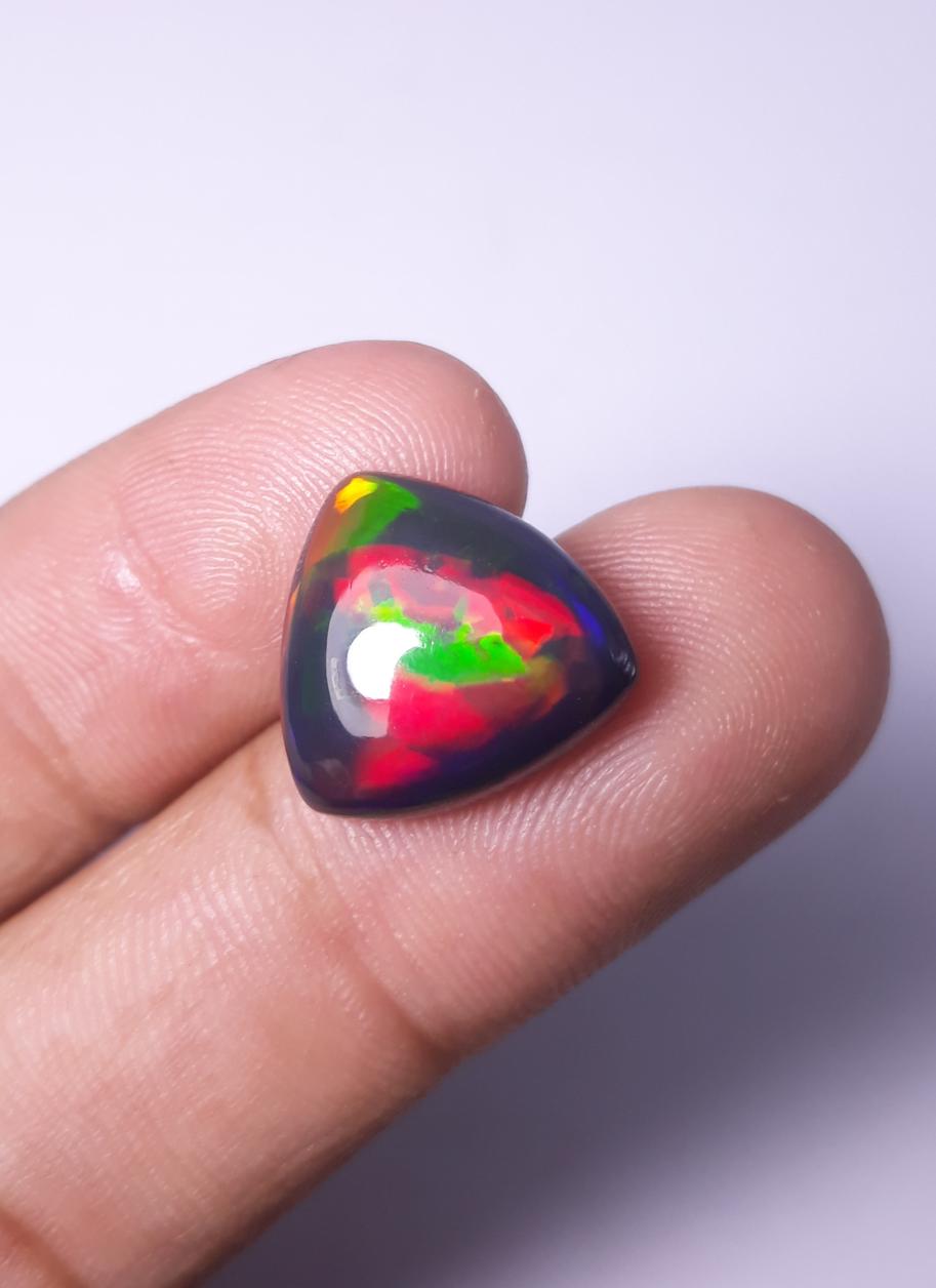 6.30ct Opal for Sale - Black Fire Opal - October Birthstone - 15.2x15.2x6.2mm