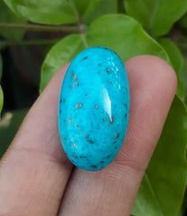 Natural Certified Turquoise with Pyrite - Blue Matrix Turquoise - Shajri Feroza-35.1Ct-28x16mm