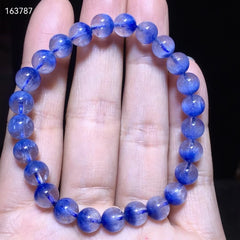 Natural Blue Rutilated Dumortierite Quartz Gemstone Bracelet, Size 7.3mm
