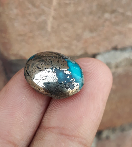 Natural Turquoise with Pyrite - Blue Matrix Turquoise - Shajri Feroza-15.45Ct