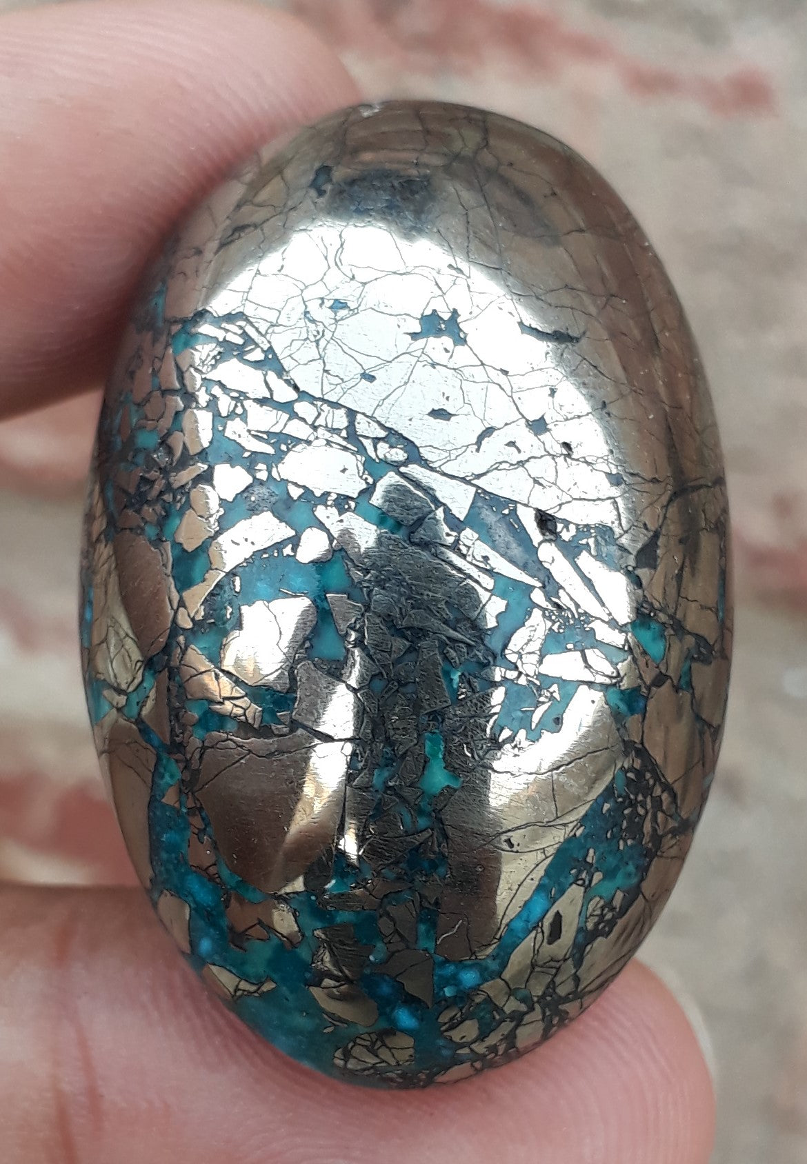 Natural Turquoise with Pyrite - Blue Matrix Turquoise - Shajri Feroza-184Ct