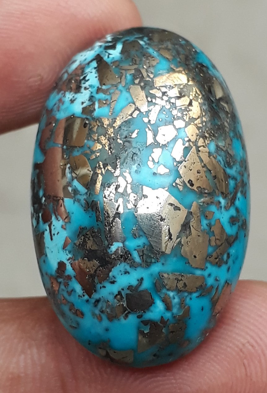 Natural Turquoise with Pyrite - Blue Matrix Turquoise - Shajri Feroza-81Ct