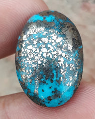 Natural Turquoise with Pyrite - Blue Matrix Turquoise - Shajri Feroza-28Ct