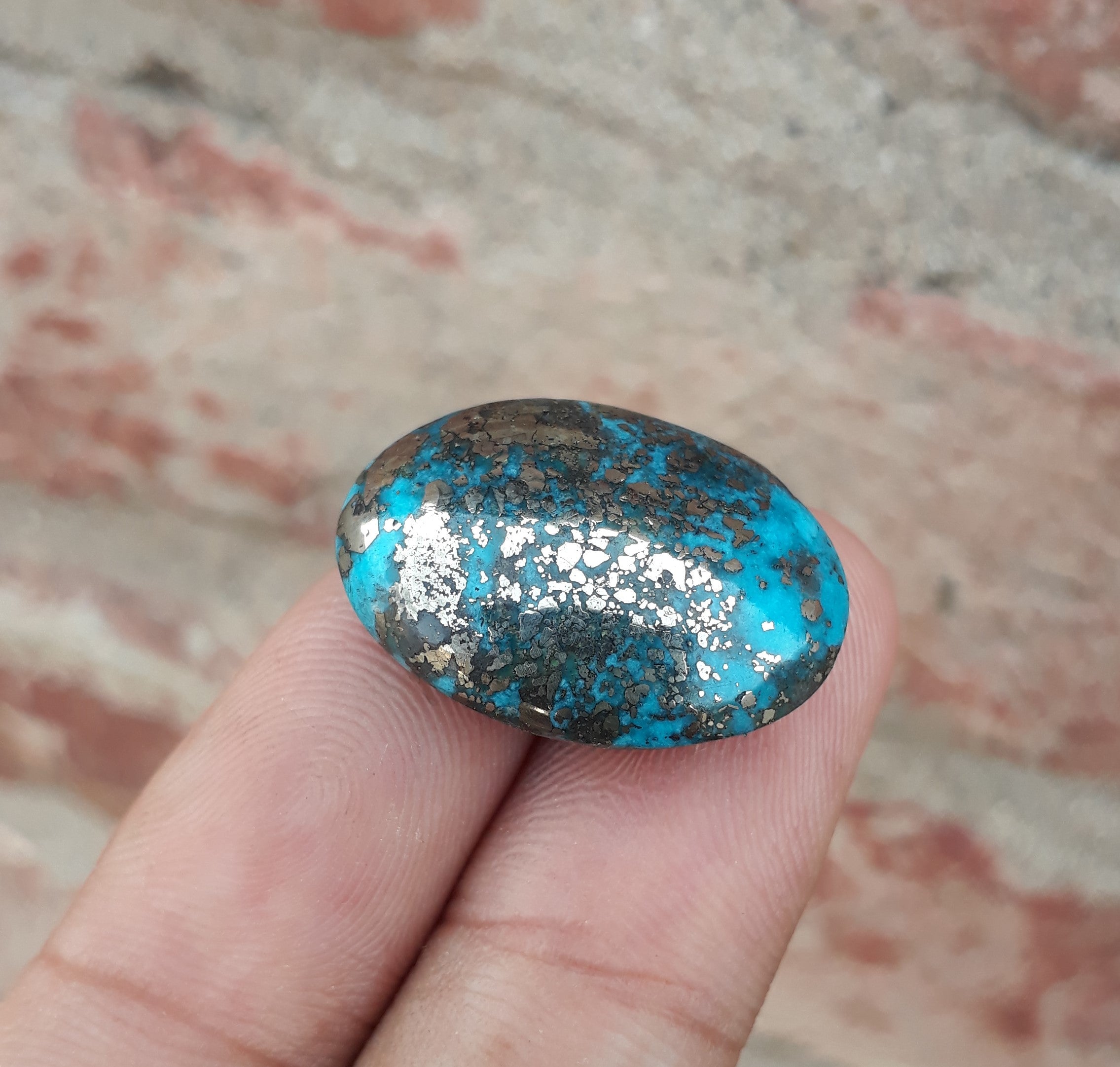 Natural Turquoise with Pyrite - Blue Matrix Turquoise - Shajri Feroza-28Ct