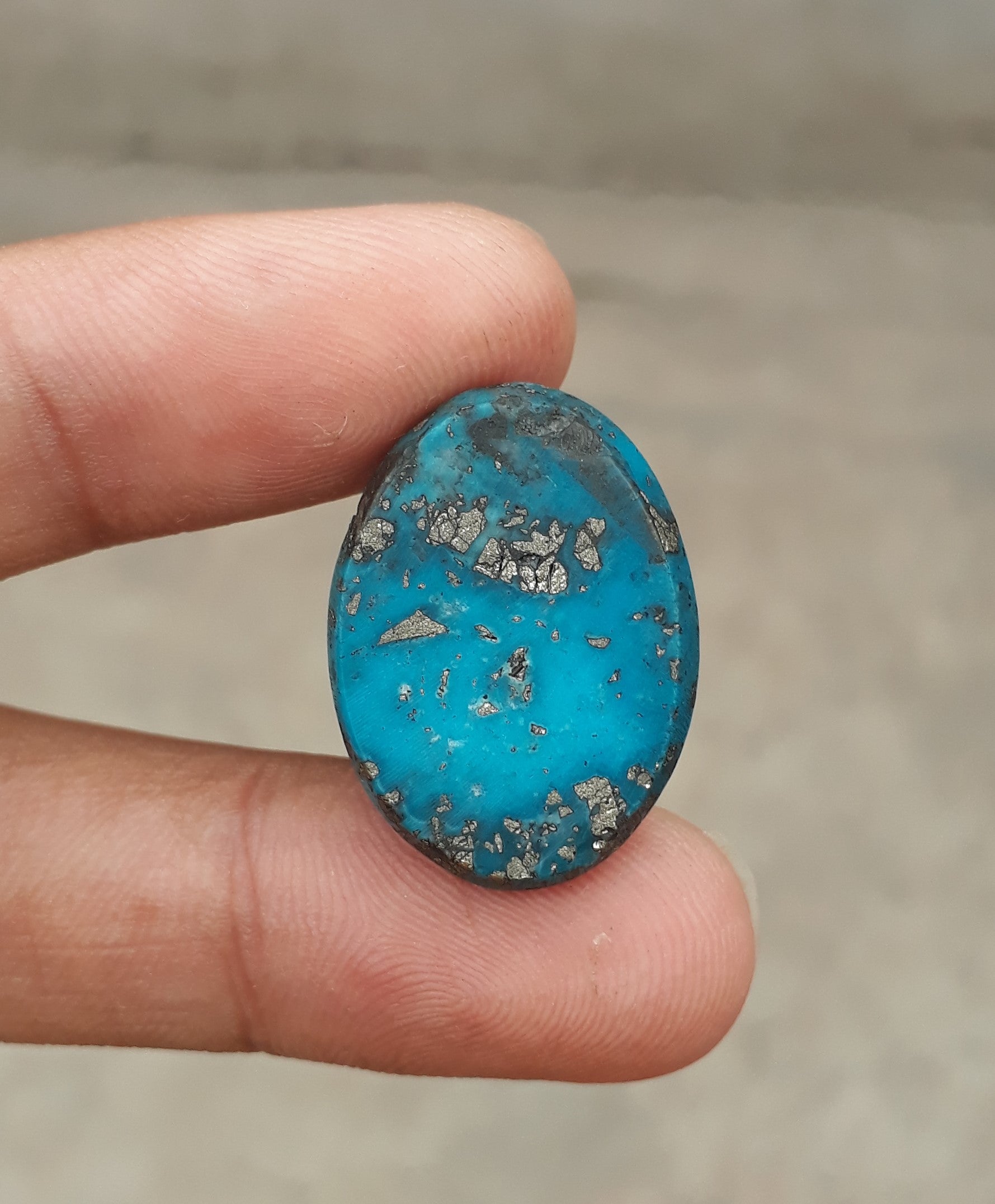 Natural Turquoise with Pyrite - Blue Matrix Turquoise - Shajri Feroza-45.5Ct