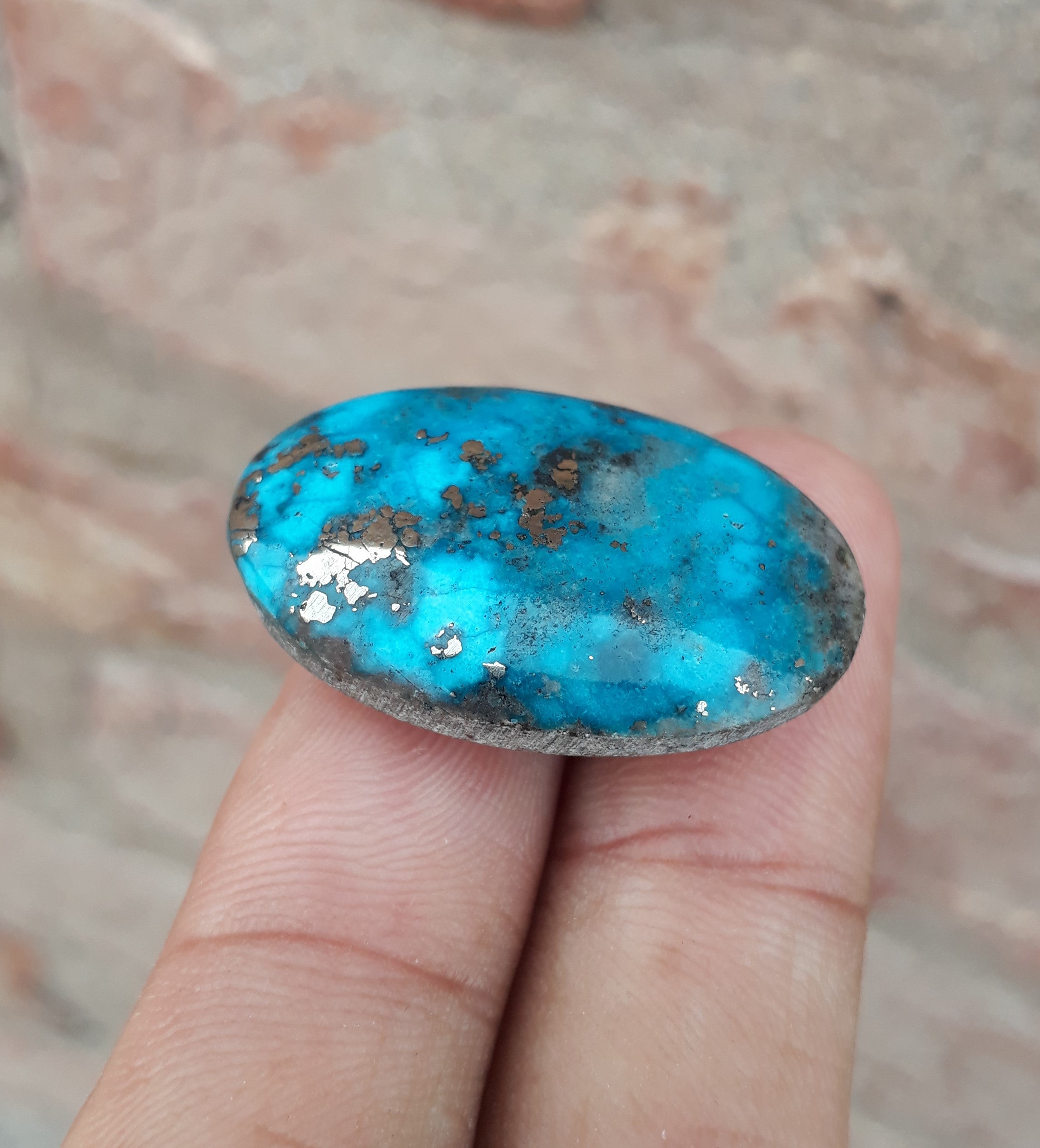 Natural Turquoise with Pyrite - Blue Matrix Turquoise - Shajri Feroza-41Ct