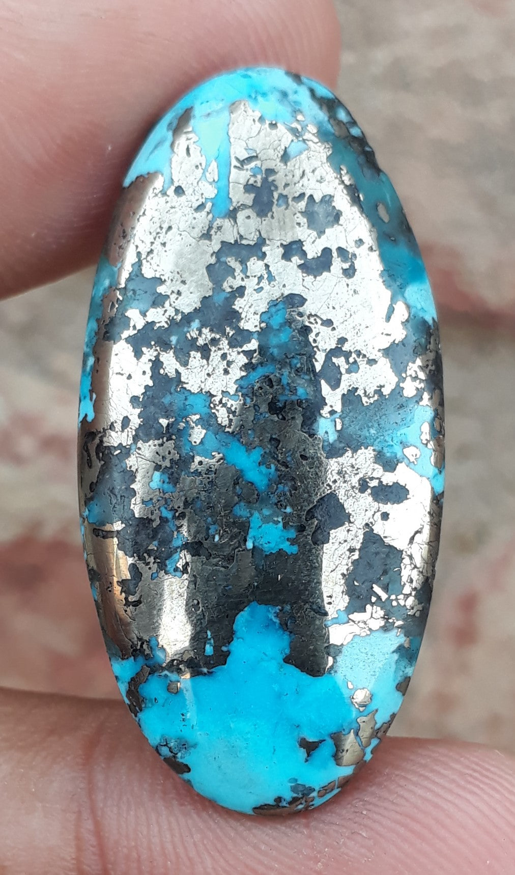 Natural Turquoise with Pyrite - Blue Matrix Turquoise - Shajri Feroza-41Ct