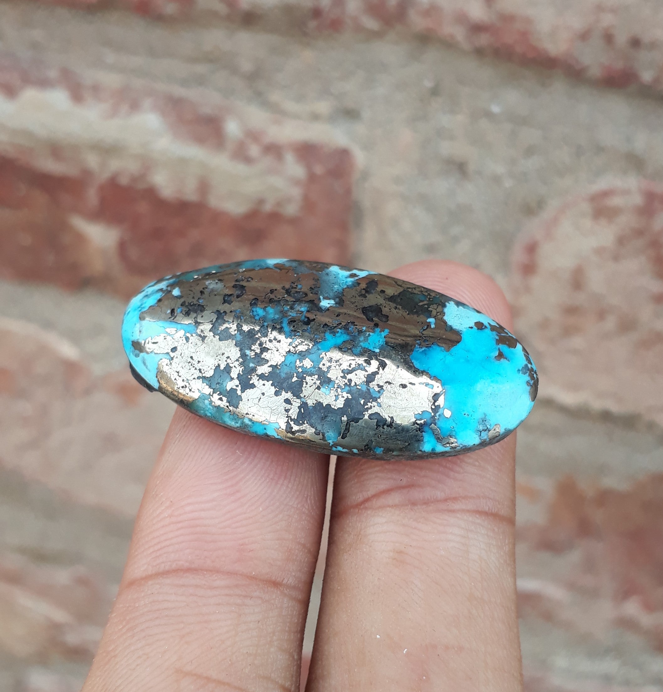 Natural Turquoise with Pyrite - Blue Matrix Turquoise - Shajri Feroza-41Ct