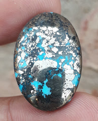 Natural Turquoise with Pyrite - Blue Matrix Turquoise - Shajri Feroza-44Ct