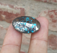 Natural Turquoise with Pyrite - Blue Matrix Turquoise - Shajri Feroza-44Ct