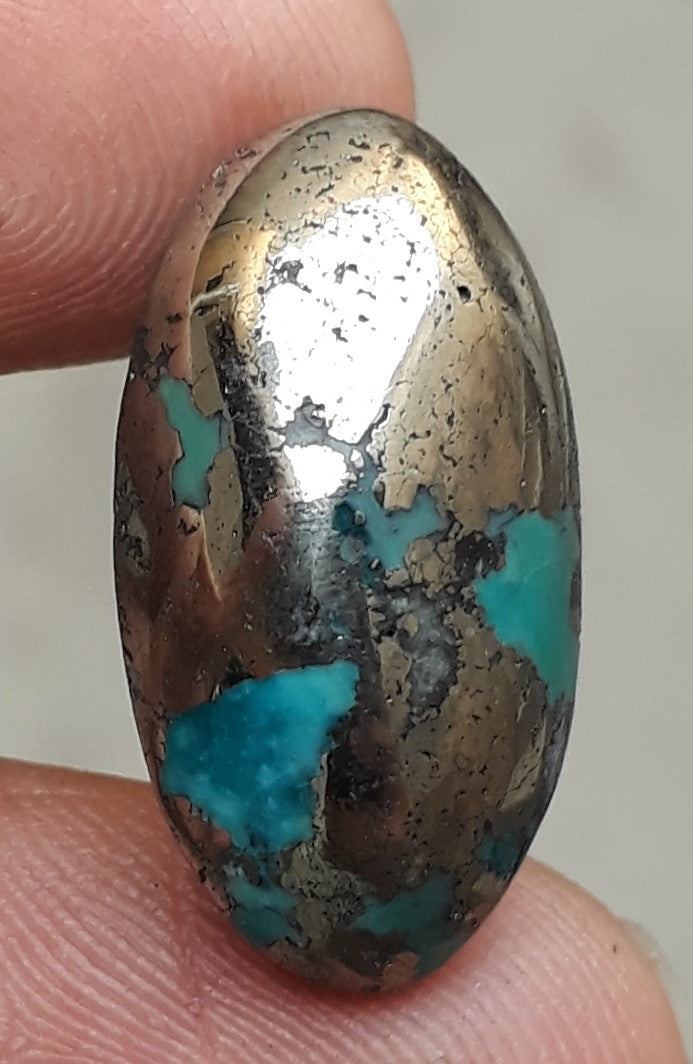 Natural Turquoise with Pyrite - Blue Matrix Turquoise - Shajri Feroza-33.4Ct