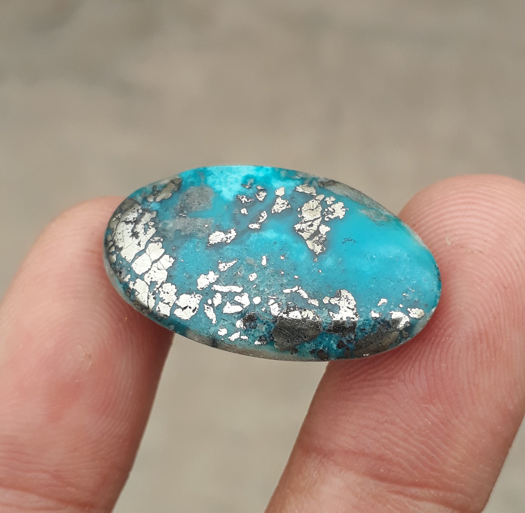Natural Turquoise with Pyrite - Blue Matrix Turquoise - Shajri Feroza-25.35Ct