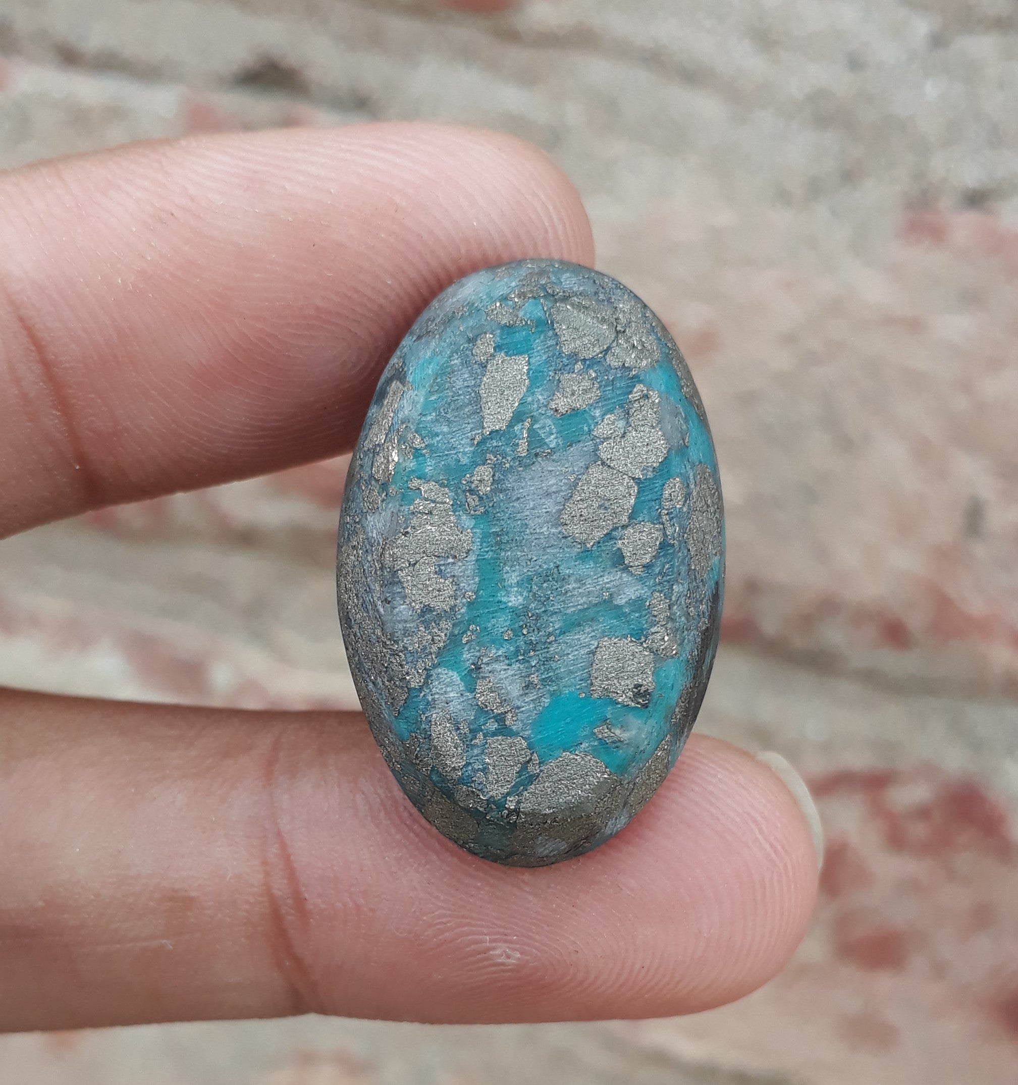 Natural Turquoise with Pyrite - Blue Matrix Turquoise - Shajri Feroza-54Ct