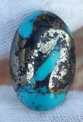 Natural Turquoise with Pyrite - Blue Matrix Turquoise - Shajri Feroza-56Ct