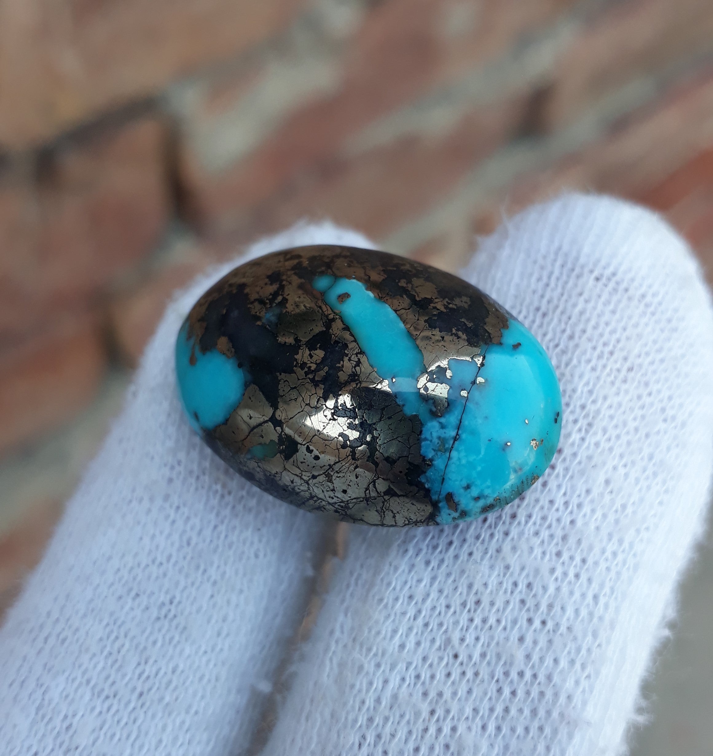 Natural Turquoise with Pyrite - Blue Matrix Turquoise - Shajri Feroza-56Ct