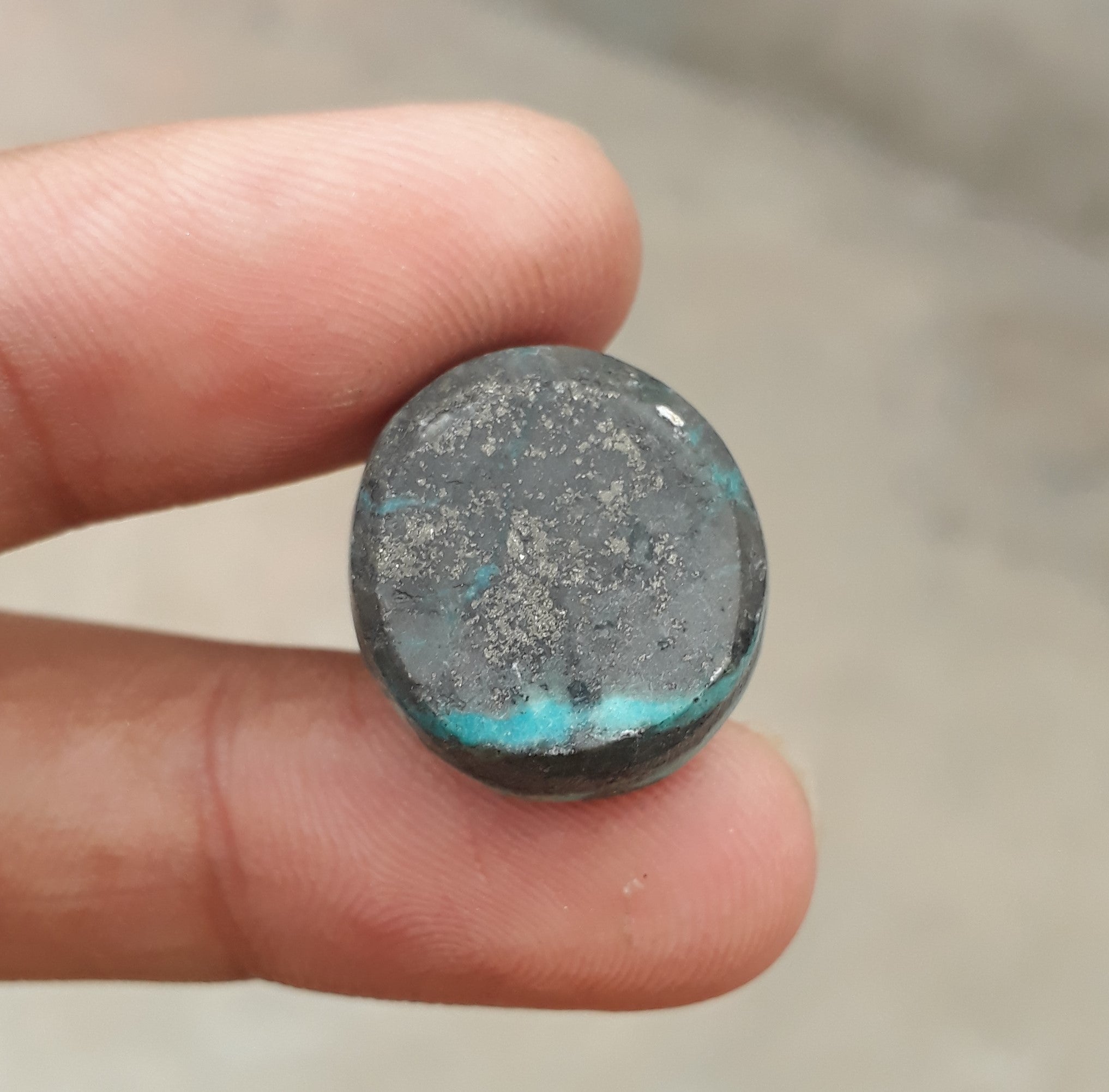 Natural Turquoise with Pyrite - Blue Matrix Turquoise - Shajri Feroza-33.25Ct