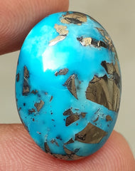 Natural Turquoise with Pyrite - Blue Matrix Turquoise - Shajri Feroza-33.9Ct