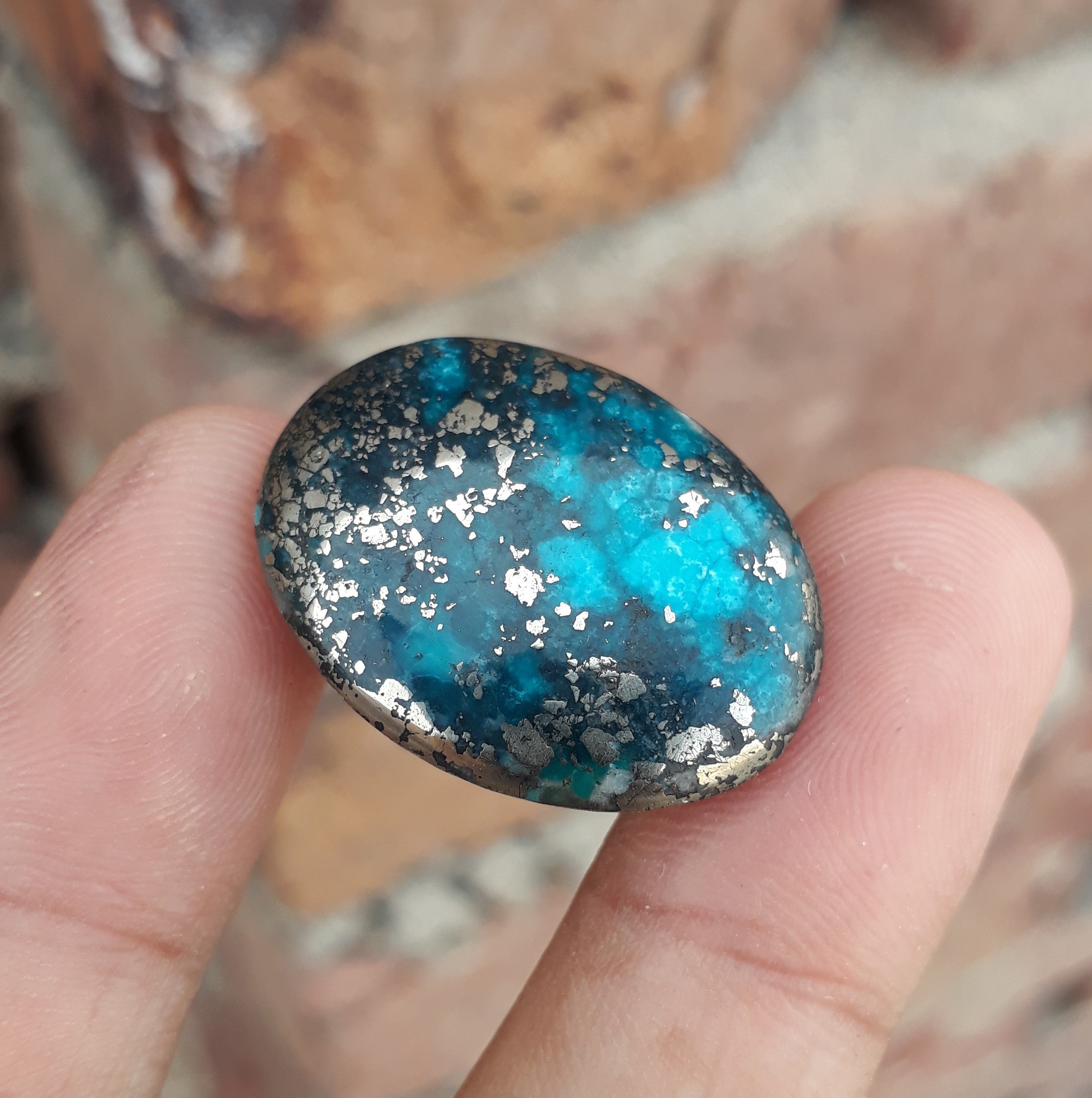 Natural Turquoise with Pyrite - Blue Matrix Turquoise - Shajri Feroza-43Ct