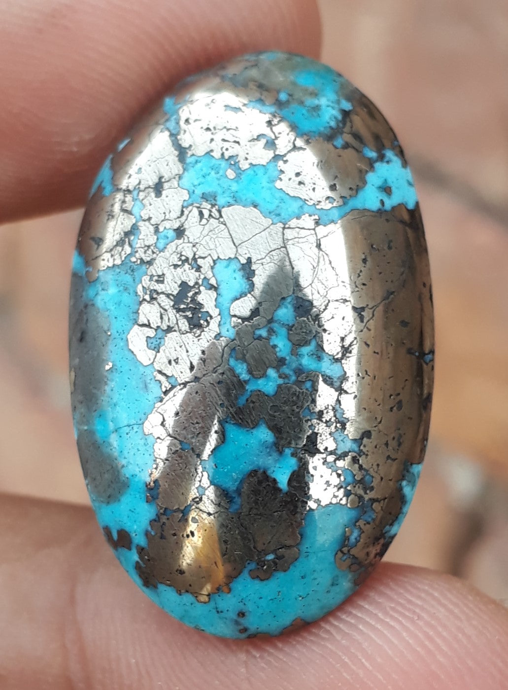 Natural Turquoise with Pyrite - Blue Matrix Turquoise - Shajri Feroza-61.60Ct